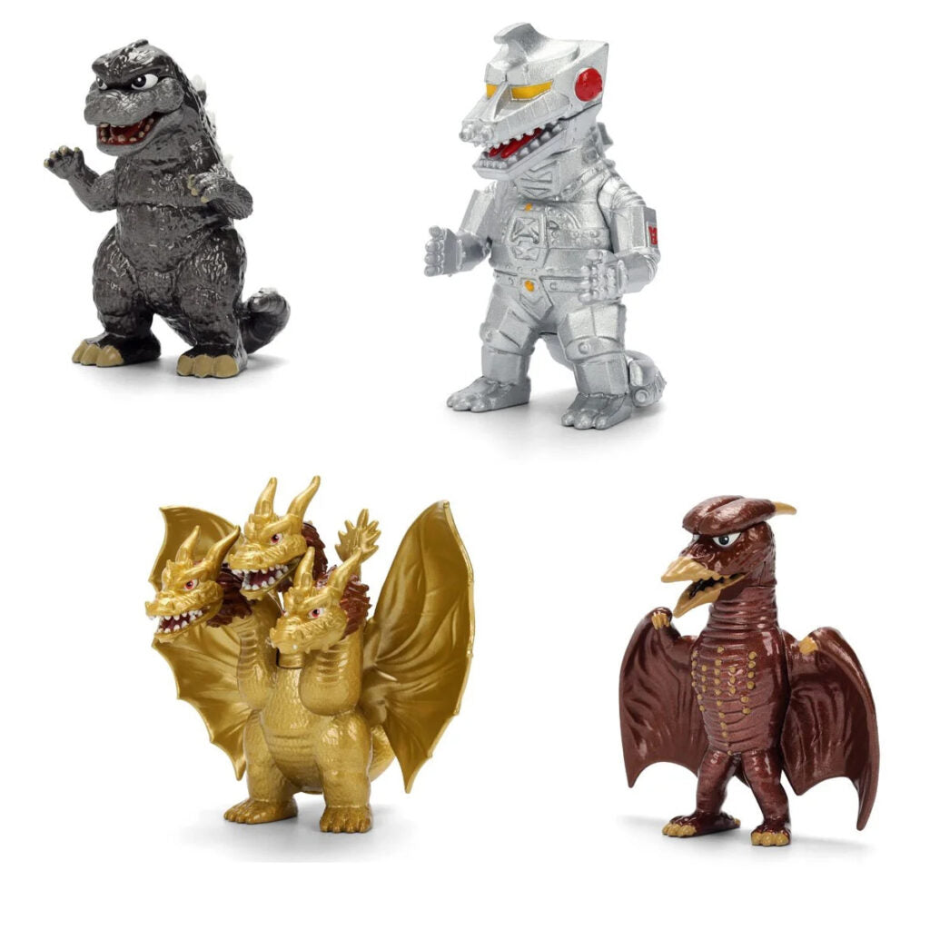 Jada Toys - Godzilla - Figuras 2.5 pulgadas diecast Metalfigs 4 pack - Godzilla, Mechagodzilla, Rodan, King Ghidorah