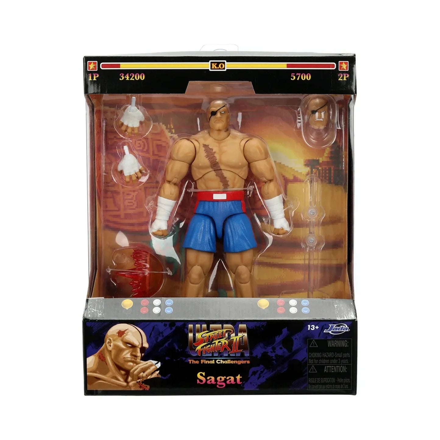 Jada Toys - Street Fighter II Ultra - Figura a escala de 6 pulgadas Deluxe - Sagat
