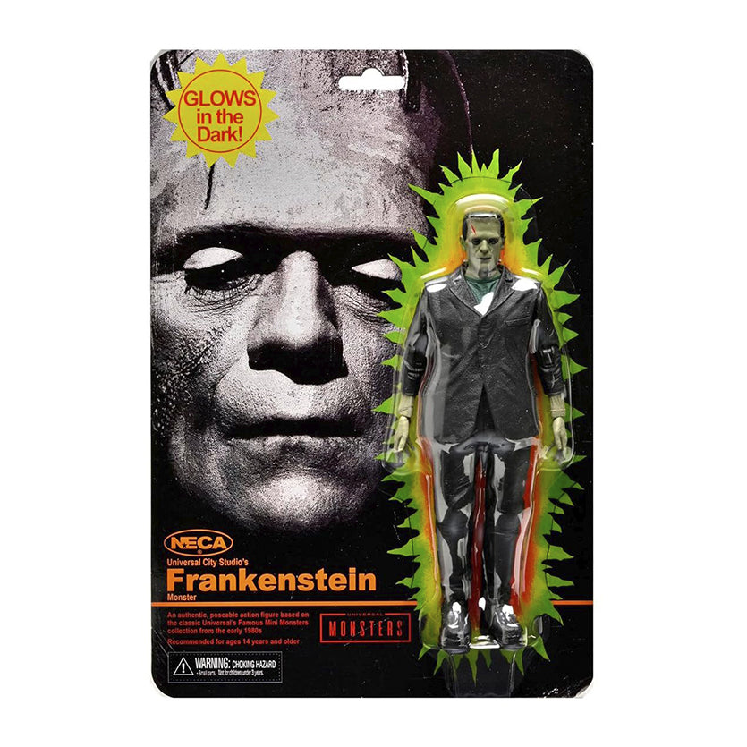 NECA - Retro Universal Monsters - Frankenstein - Figura de 7 pulgadas (brilla en la oscuridad)