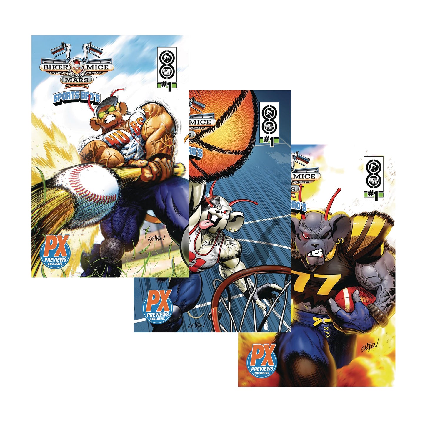 NACELLE - Biker Mice from Mars Sport Bros: Throttle + Vinnie + Modo (Figuras de 7" - Set de 3)