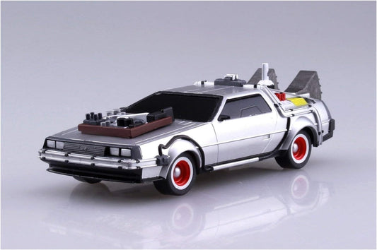 AOSHIMA - Back to The Future III - Pullback Time Machine Delorian (Vehículo escala 1:43) (Model Kit)