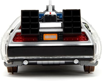 Back To The Future Parte 3 - Vehiculo a escala de 1:24 Die-cast Hollywood Rides - Time Machine (DeLorean) Rail Version