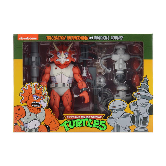 NECA - TMNT (Cartoon) - Triceraton Infantryman y Roadkill Rodney 2 pack (Figura de 7")
