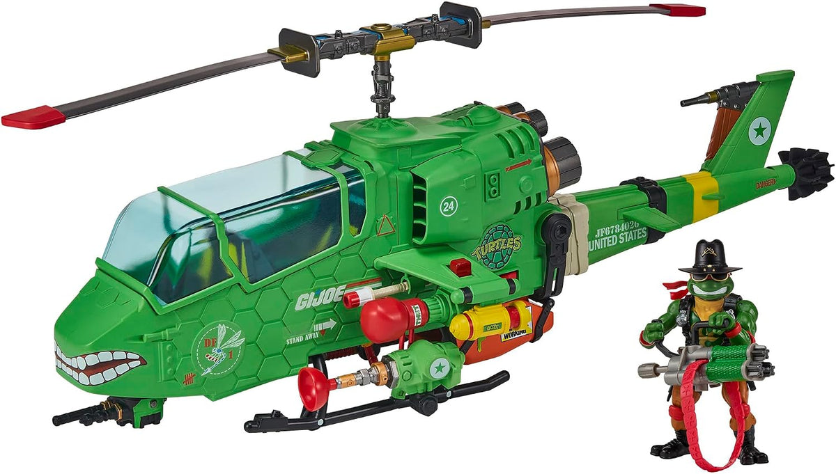 TMNT X GI JOE - Vehiculo Helicoptero a escala de 5 pulgadas - Turtle-Fly Copter
