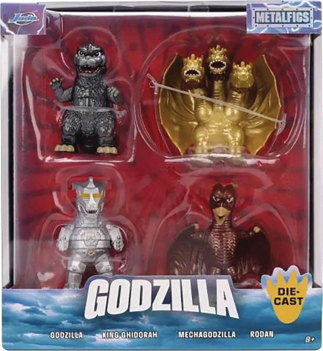 Jada Toys - Godzilla - Figuras 2.5 pulgadas diecast Metalfigs 4 pack - Godzilla, Mechagodzilla, Rodan, King Ghidorah