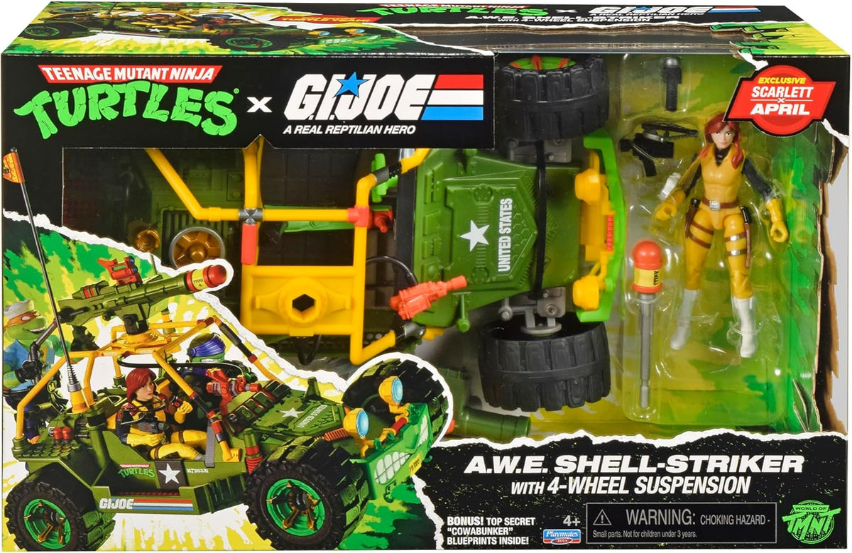TMNT X GI JOE - Vehiculo a escala de 5 pulgadas con figura - AWE Shell-Striker with Scarlet x April Oneill figure