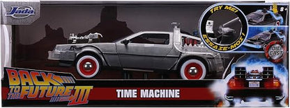 Back To The Future Parte 3 - Vehiculo a escala de 1:24 Die-cast Hollywood Rides - Time Machine (DeLorean)