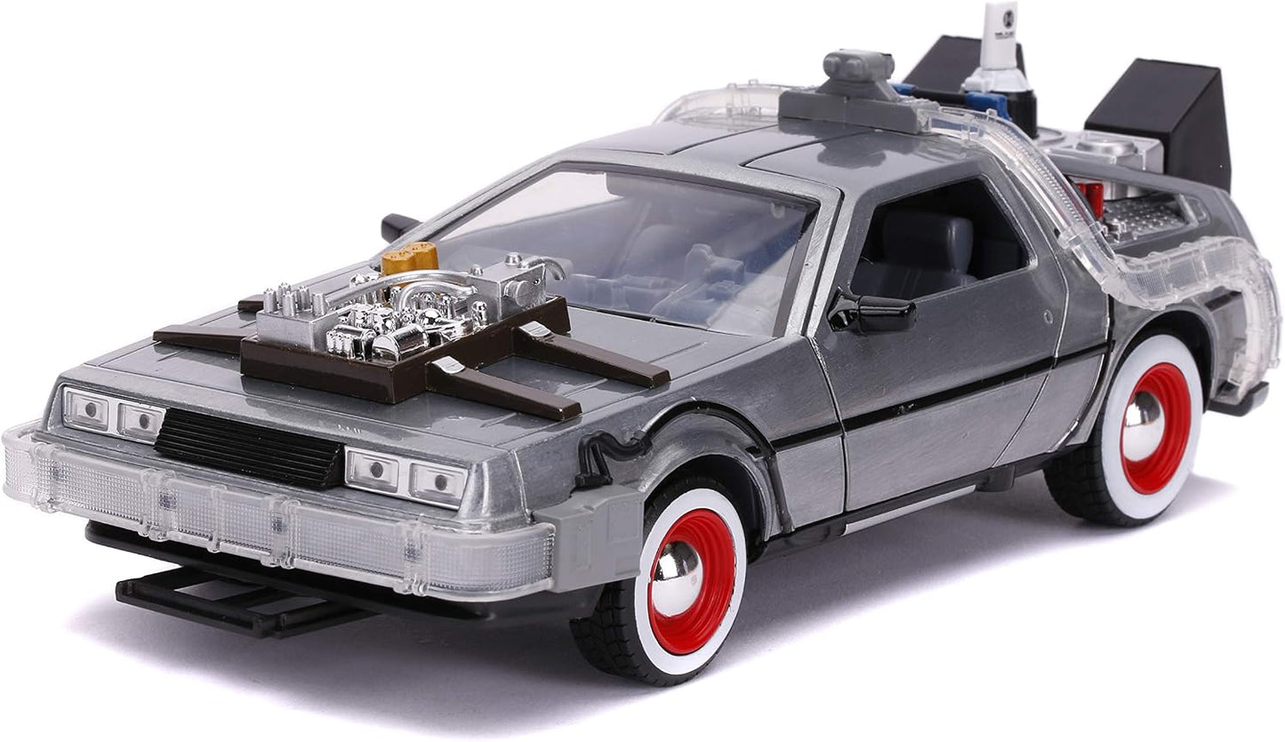 Back To The Future Parte 3 - Vehiculo a escala de 1:24 Die-cast Hollywood Rides - Time Machine (DeLorean)