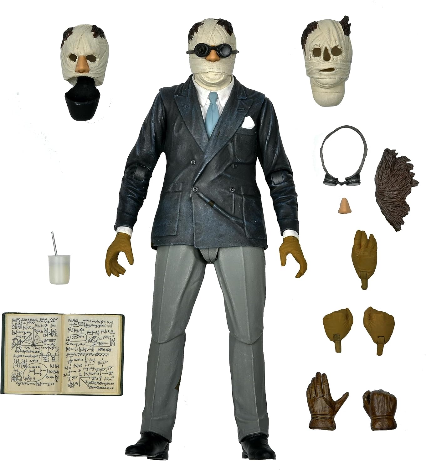 NECA - Universal Monsters - Figura a escala de 7 pulgadas Ultimate - Invisible Man Figure “Kemp House” (Color)