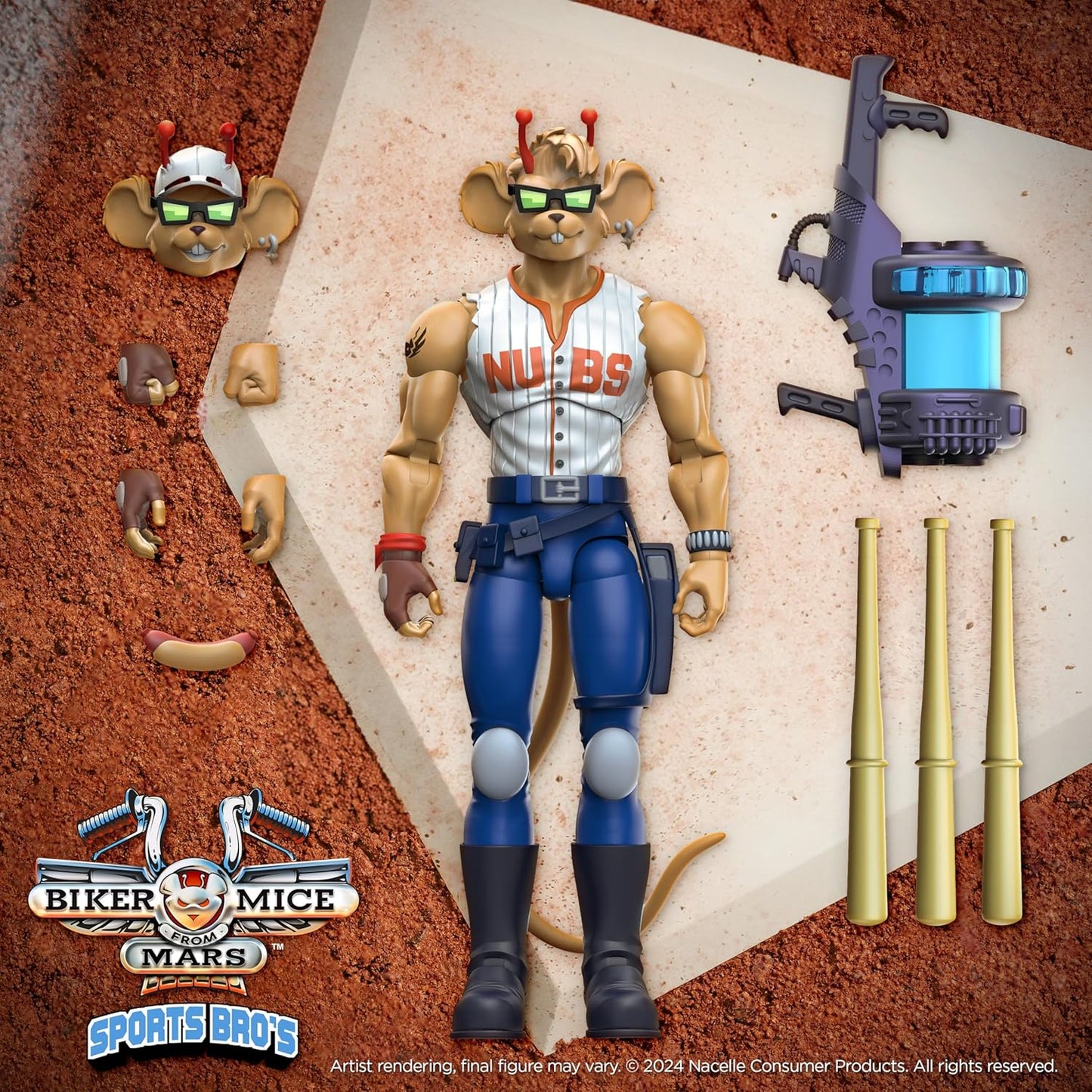 NACELLE - Biker Mice from Mars Sport Bros: Throttle + Vinnie + Modo (Figuras de 7" - Set de 3)