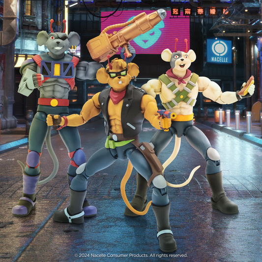NACELLE - Biker Mice from Mars: Throttle + Vinnie + Modo (Figuras de 7" - Set de 3)