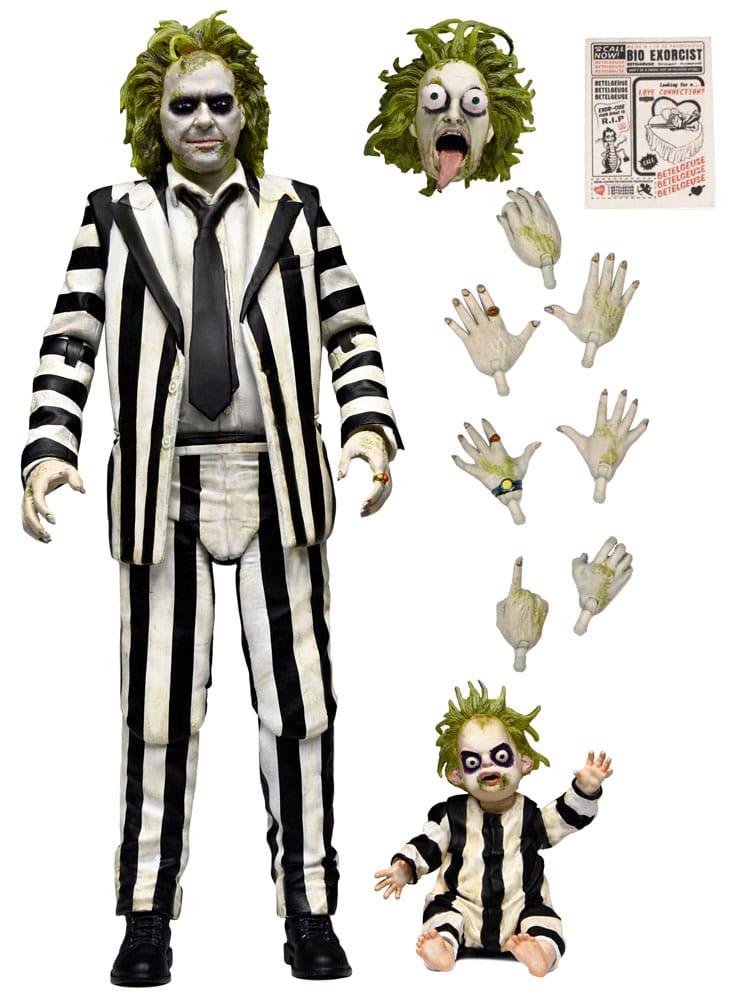 NECA - Beetlejuice Beetlejuice - Figura a escala de 7 pulgadas Ultimate - "Striped Suit" Beetlejuice