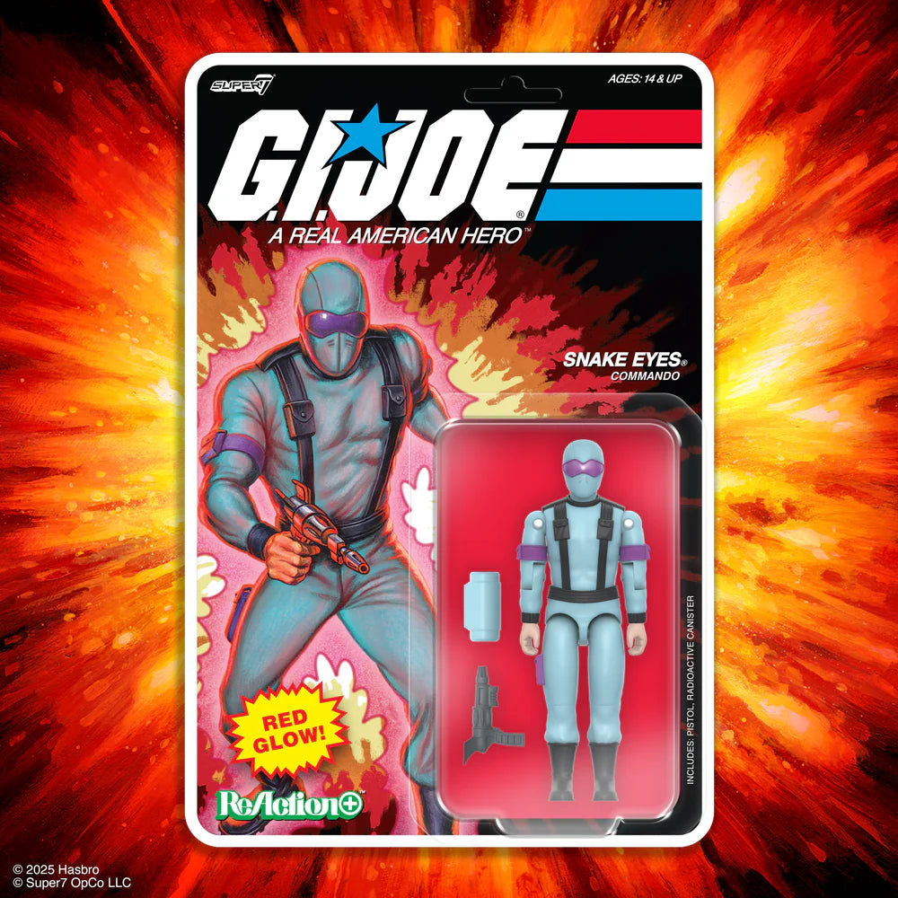 SUPER 7 Reaction+ O Ring - G.I. Joe Cartoon: Snake Eyes (Red Glow, Crystal Poison) (Figura de 4")