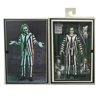 NECA - Beetlejuice Beetlejuice - Figura a escala de 7 pulgadas Ultimate - "Striped Suit" Beetlejuice