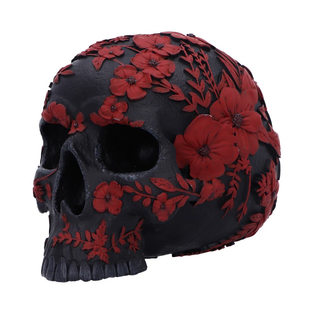 Nemesis Now - NN Core: Skulls - Adorno de 18.5cm - Age of Opium (calavera flores rojas)