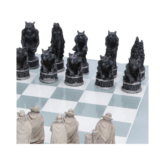 Nemesis Now - NN Core - Tablero de ajedrez de 43cm - Vampire and Werewolf Chess Set with glass table