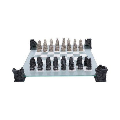 Nemesis Now - NN Core - Tablero de ajedrez de 43cm - Vampire and Werewolf Chess Set with glass table
