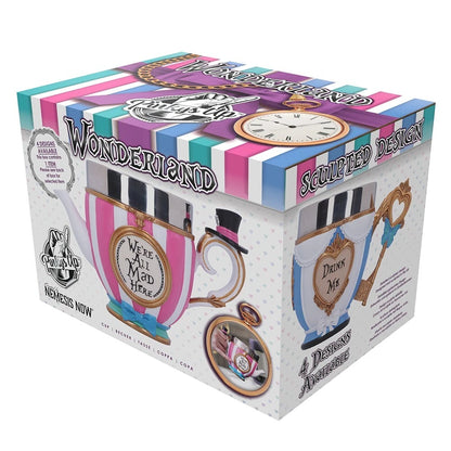 NEMESIS NOW - Pinkys Up: Alice, Rabbit, Hatter & Queen of Hearts (Set de 4 tazas decorativas)