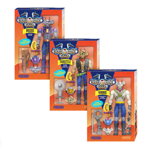 NACELLE - Biker Mice from Mars: Throttle + Vinnie + Modo (Figuras de 7" - Set de 3)