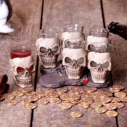 Nemesis Now - NN Core: Skulls - Vaso de shot de 10cm set de 6 - Six Shooter Skulls