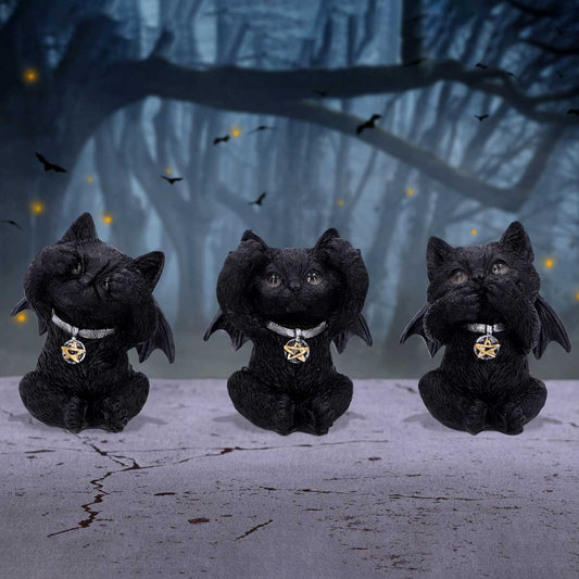 Nemesis Now - NN Core: Gatos - Adorno de 9cm - Three Wise Vampuss (gatos vampiros)